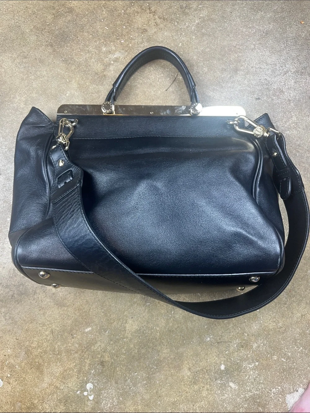 Furla Cortina Shoulder/Tote Bag in Burgandy and black